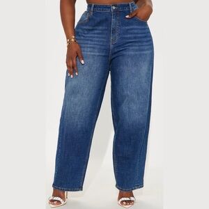 Dark Wash Barrel Leg Blue Women's Jeans